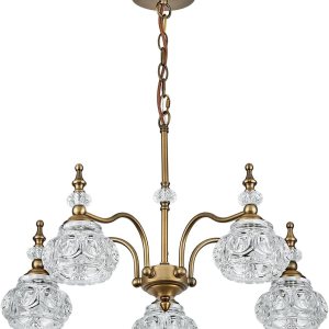 ZILANL Lámpara colgante de cristal dorado con 5 luces, estilo rústico, acabado de latón envejecido cepillado mate con pantalla de cristal para isla ZILANL Lámpara colgante de cristal dorado con 5 luces, estilo rústico, acabado de latón envejecido cepillado mate con pantalla de cristal para isla