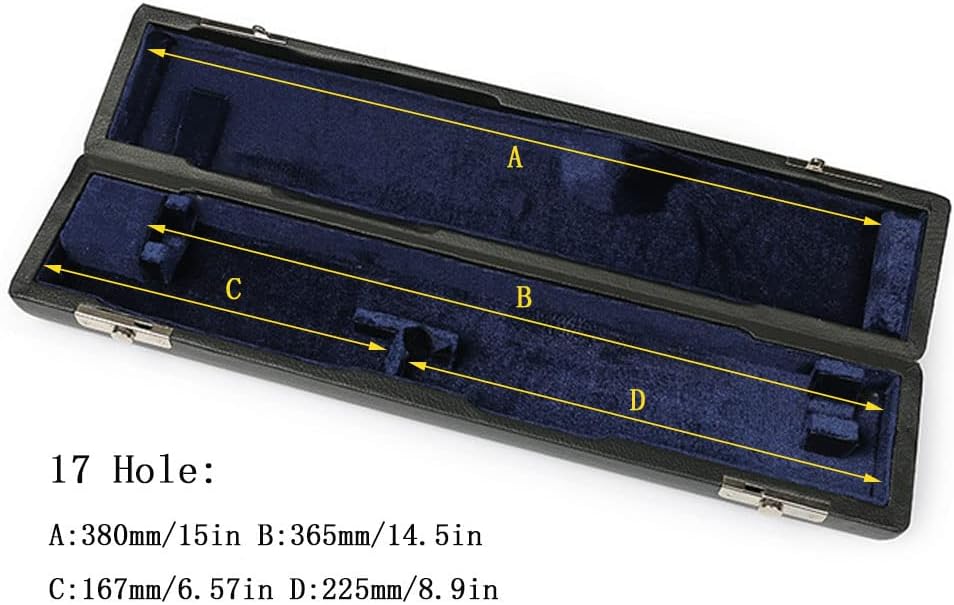 B Foot Joint Flauta Caso 17 Agujero Flauta Bolsa Caja de Cuero PU para Jugadores de Flauta Músico Regalo