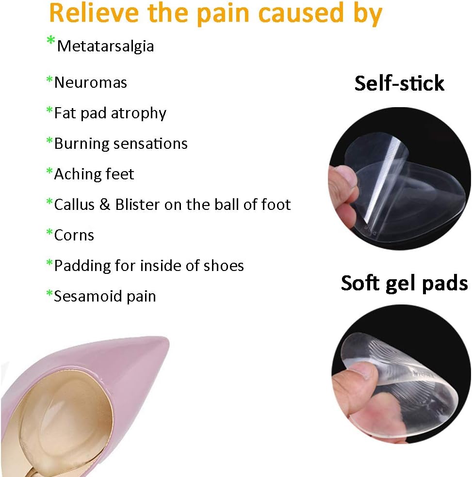 8 pares de almohadillas metatarsianas de bola de pies, almohadillas de gel para pies de bolas de gel Mortons Neuroma Callus alivio del dolor de