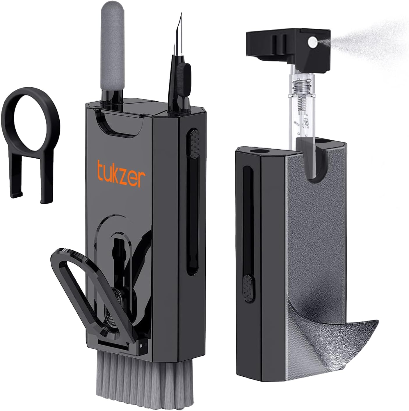 Tukzer Kit de limpieza multifuncional 8 en 1 con bolígrafo de limpieza 3 en 1, spray limpiador de pantalla, cepillo de limpieza para teclado,