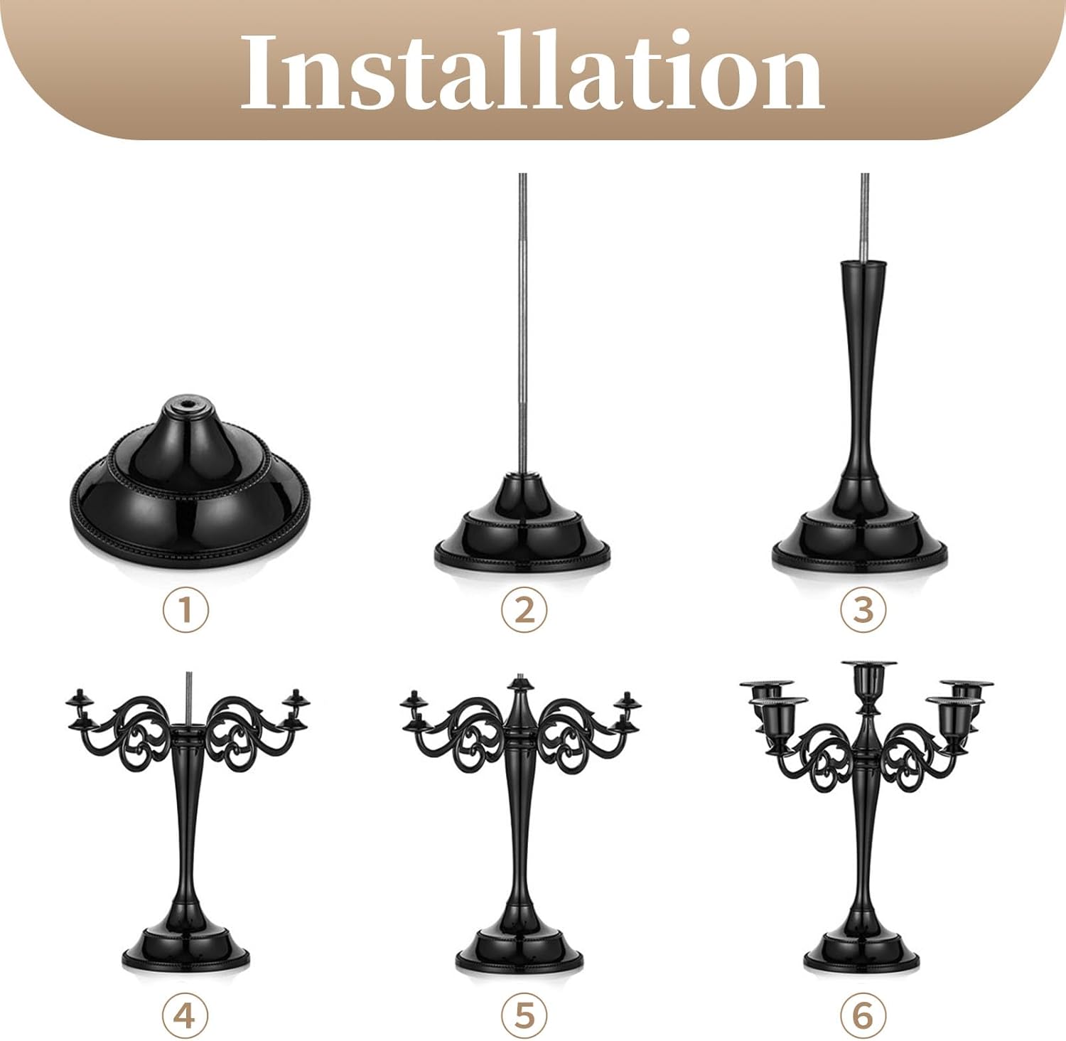 Sziqiqi Candelabro de Halloween – Portavelas de 5 brazos, soportes para velas cónicas para velas cónicas a la luz de las velas, cena, fiesta, boda,