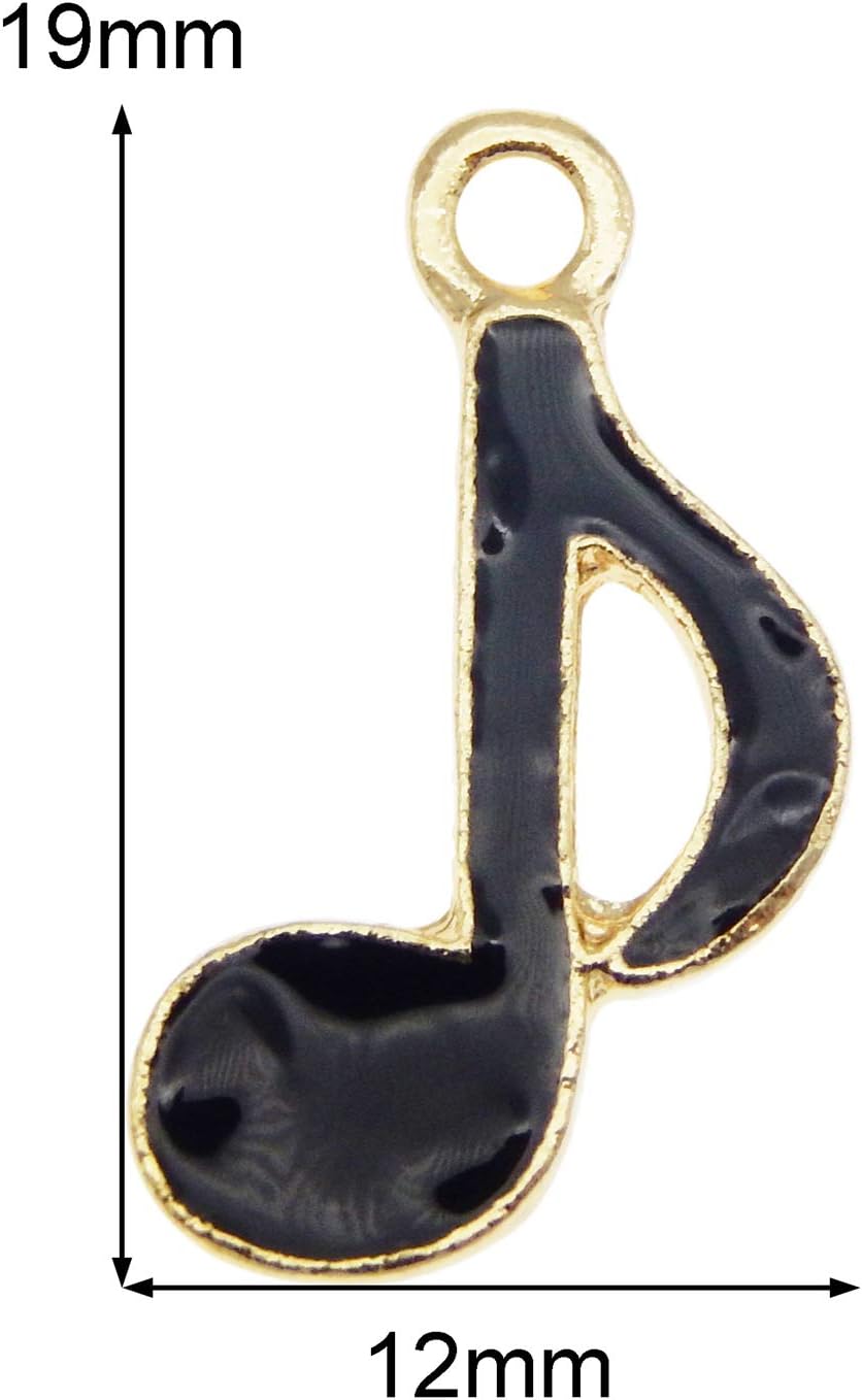 yaokan 40 dijes de notas musicales negras esmaltadas de 0.748 x 0.472 in con ocho notas musicales, colgantes, joyería, collar, pulsera, aretes,