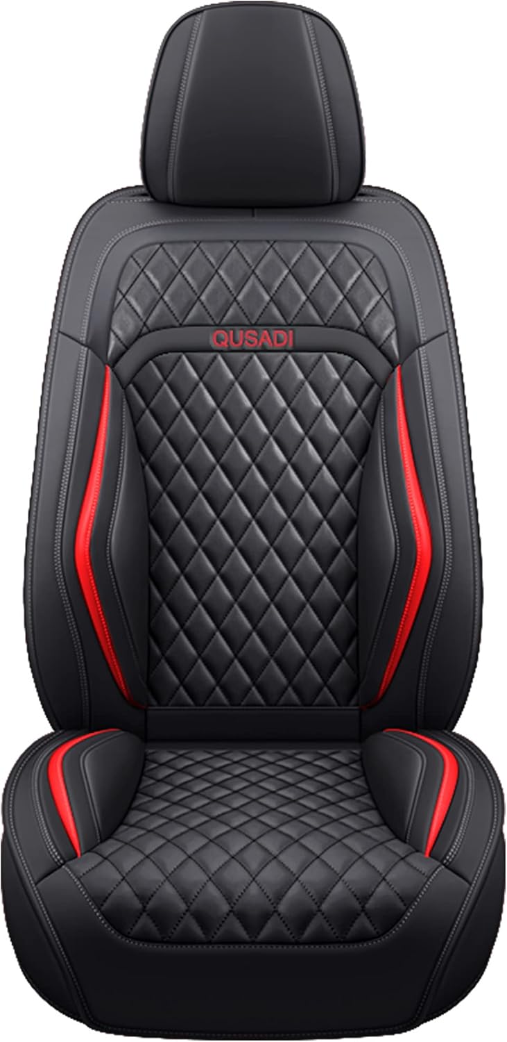 04 Leather Car Seat Covers Full Set Faux Leatherette Automotive Vehicle Cushion Cover Universal Fit Most Cars Sedans SUVs and Trucks (Black, Full