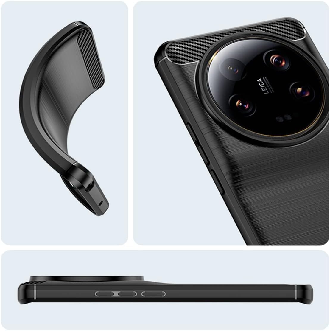 Funda de teléfono para Xiaomi 13 Ultra, mi 13 Ultra Case Fibra de carbono a prueba de golpes Escudo resistente antiarañazos TPU suave contraportada
