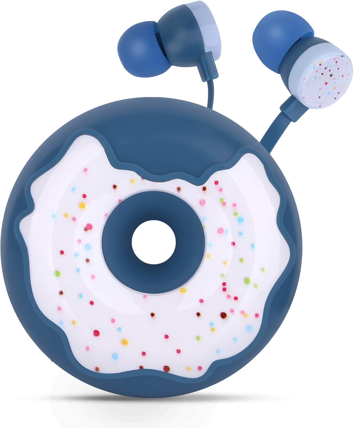 QearFun Auriculares con forma de dona para niños, bonitos auriculares intrauditivos con cable, regalo para niñas y niños escolares con micrófono y