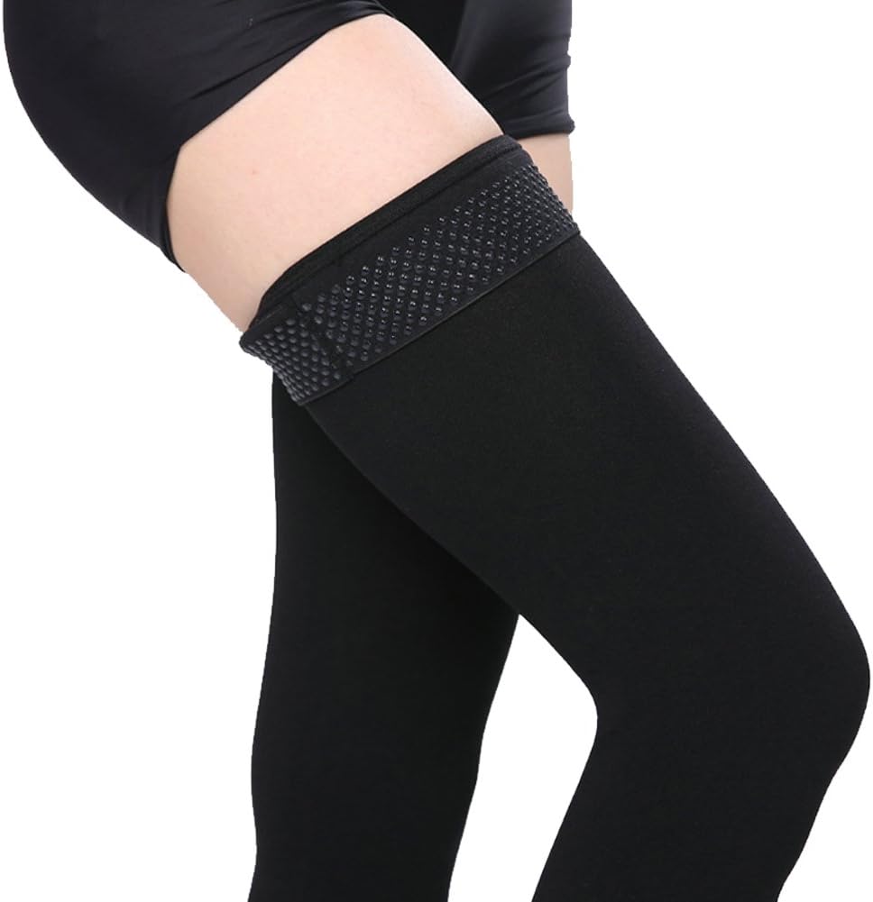 Calcetines de compresión hasta el muslo, soporte firme 20-30 mmHg Gradient Medias de compresión con banda de silicona. Tratamiento para Runnin