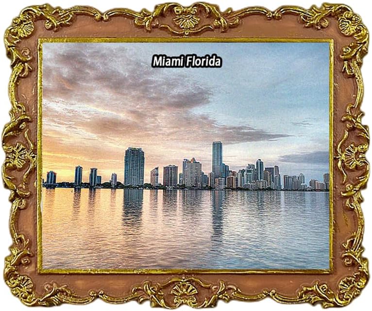 Miami Florida USA – Imán para refrigerador 3D, recuerdo de viaje, decoración de nevera, etiqueta engomada magnética, colección artesanal
