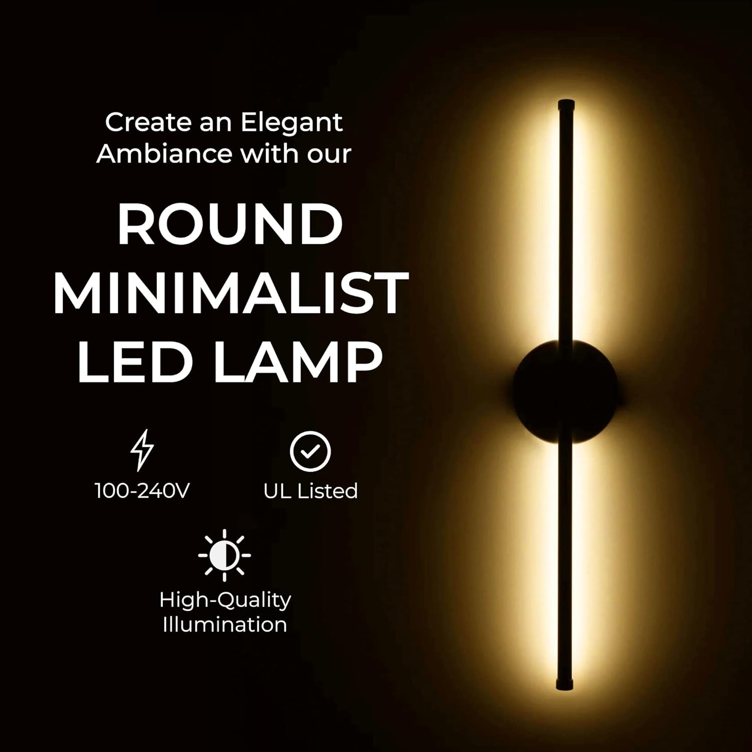 Moderno aplique de pared, elegante lámpara LED de montaje en pared para baño, dormitorio, sala de estar y oficina en casa, cableado duro con