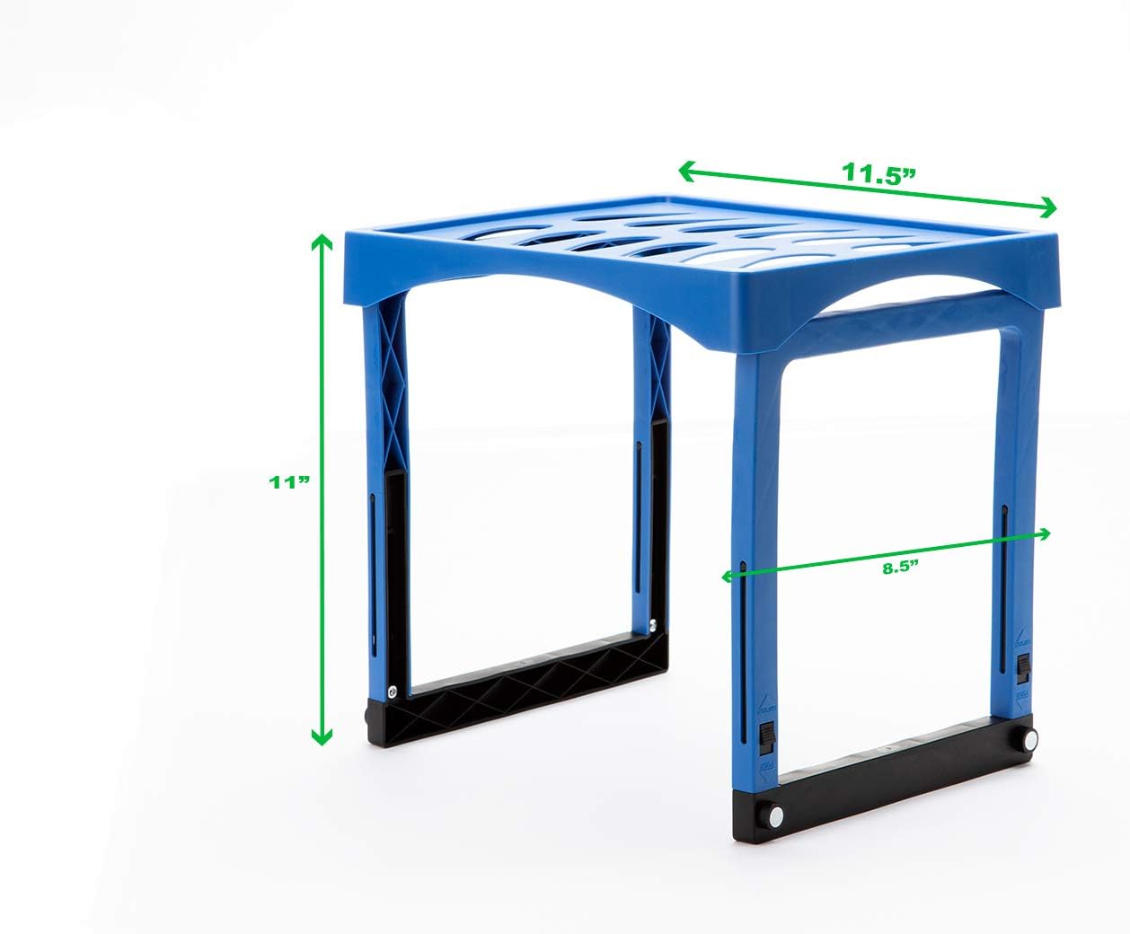 Mind Reader PLOSHELF-BLU – Organizador de estantes, altura ajustable de 11 a 14.25 pulgadas, apilable y resistente, accesorios plegables, ideal para