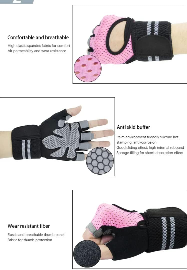 Guantes de entrenamiento ventilados con muñequeras y protección completa de la palma para levantamiento de pesas, fitness, colgar, pesas y uso en el