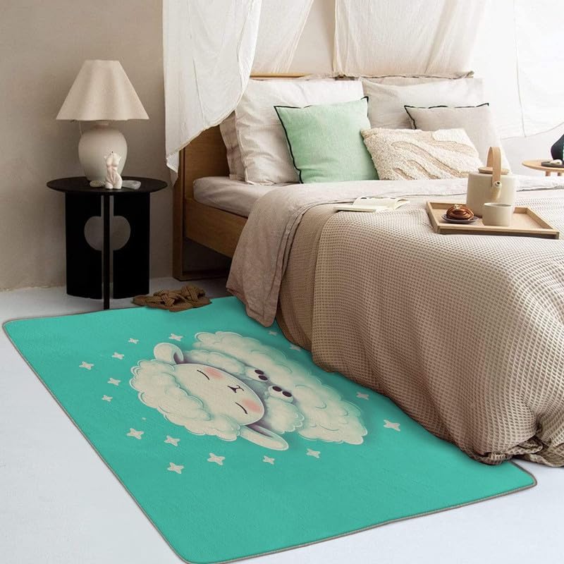 Alfombras lavables para sala de estar, dormitorio, alfombra de oveja y decoración del hogar, alfombra de área de animales bonitos de 5 x 8 pies,