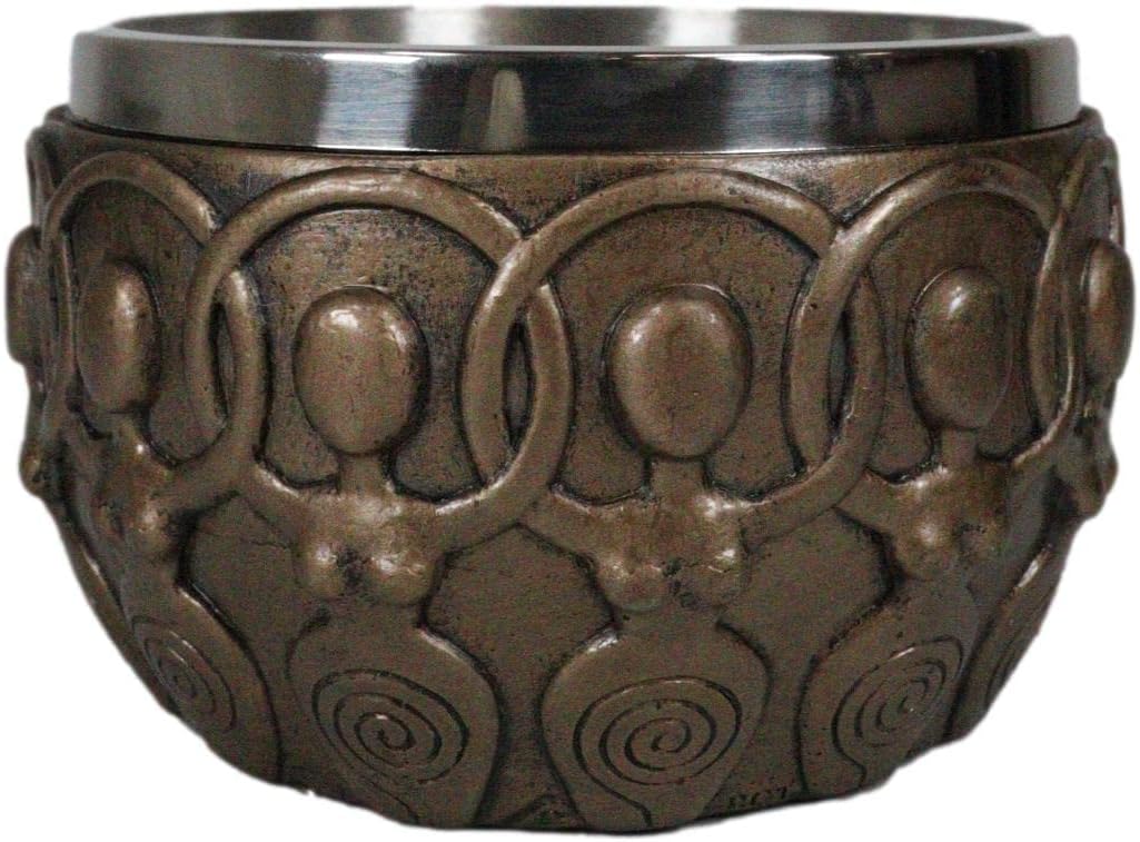 Ebros Gift Wicca Metafísica Energía Positiva Espiritual Divinidad Chamán Espiritual Espiral Triple Diosa Manchas Cuenco Estatuilla Scrying Vessel