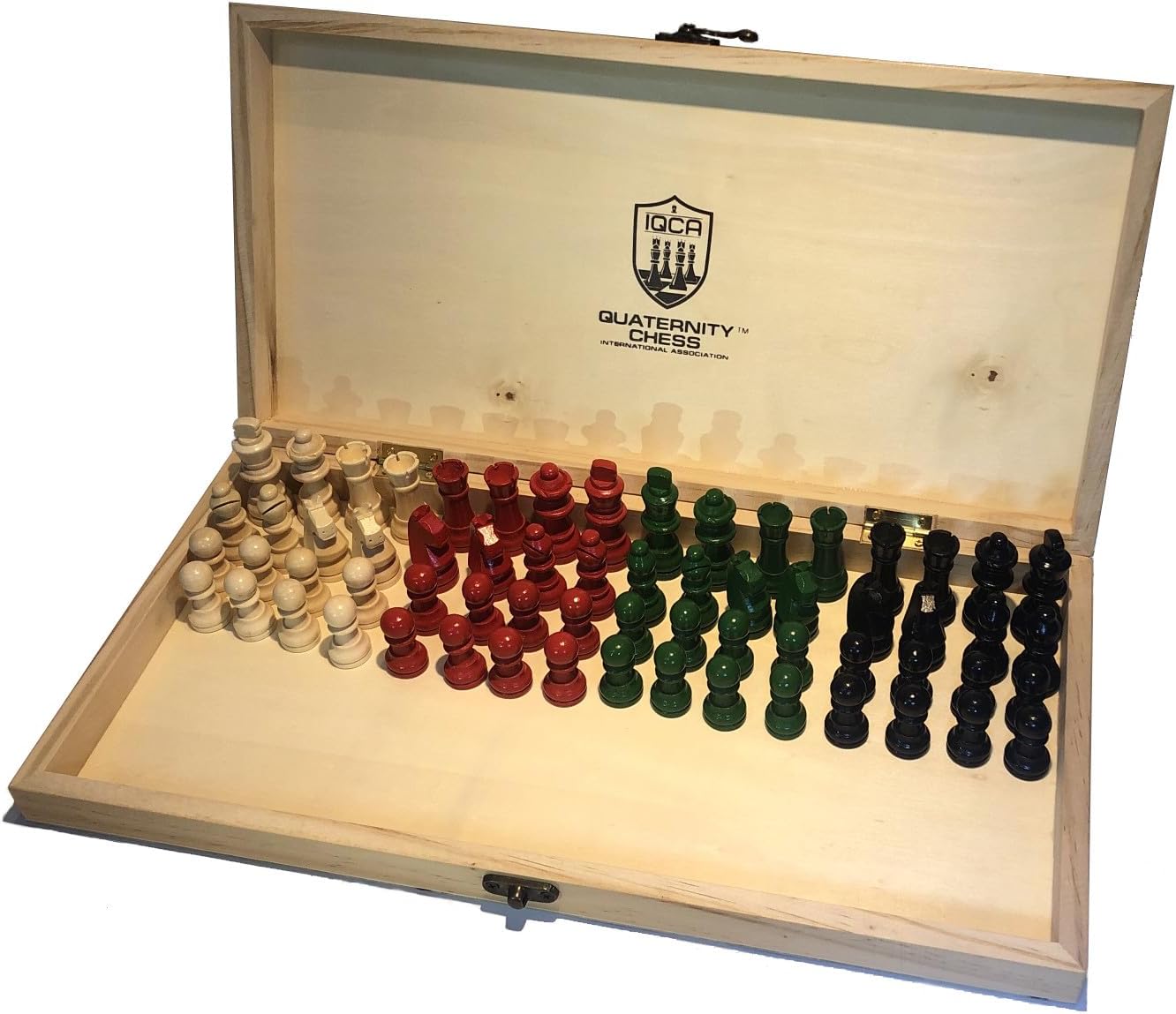 Tablero de ajedrez plegable de madera de pino para 4 jugadores con piezas de madera