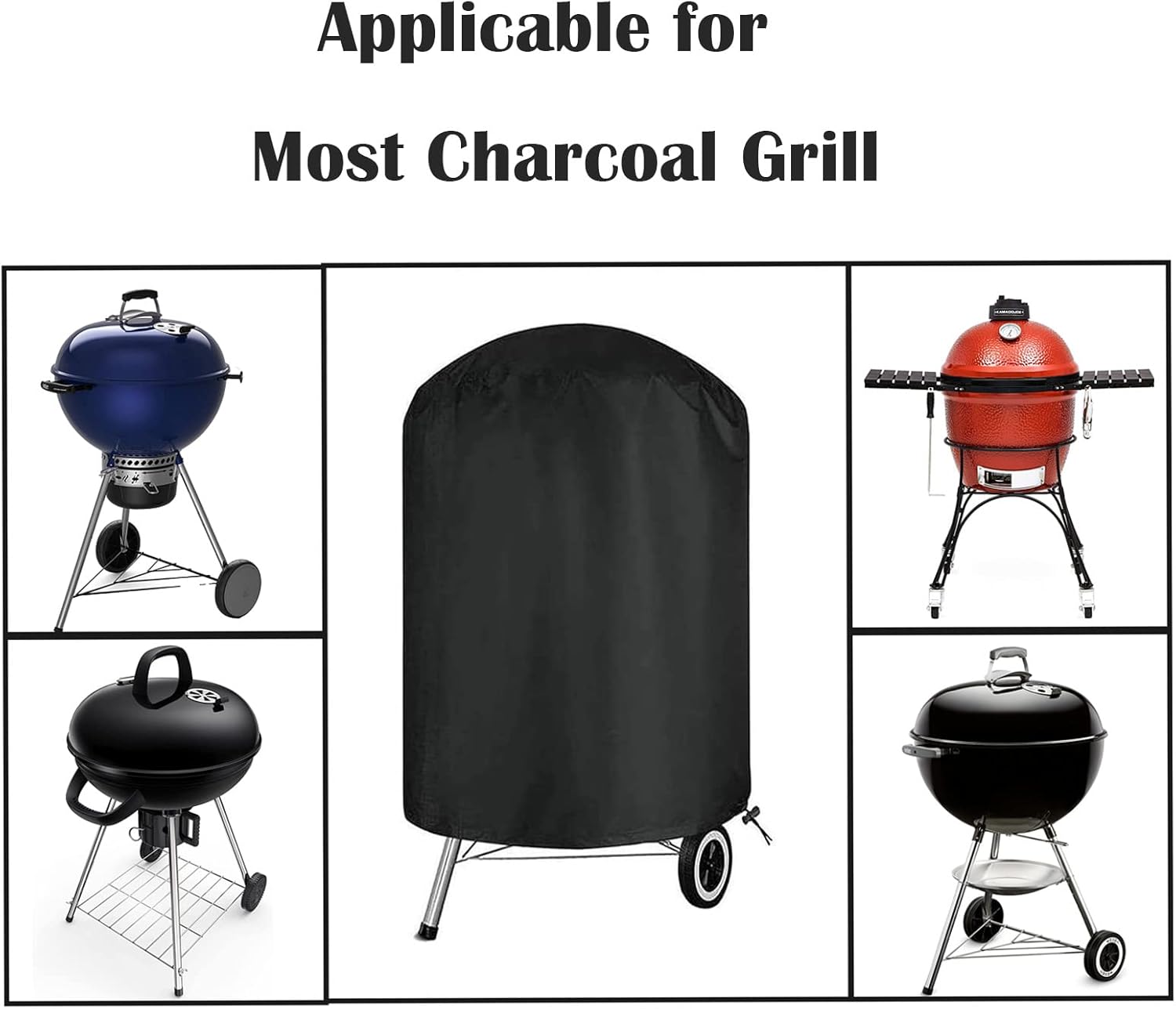 Cubierta de parrilla de carbón, cubierta de parrilla de barbacoa para hervidor de carbón Weber, cubierta de ahumador impermeable resistente para