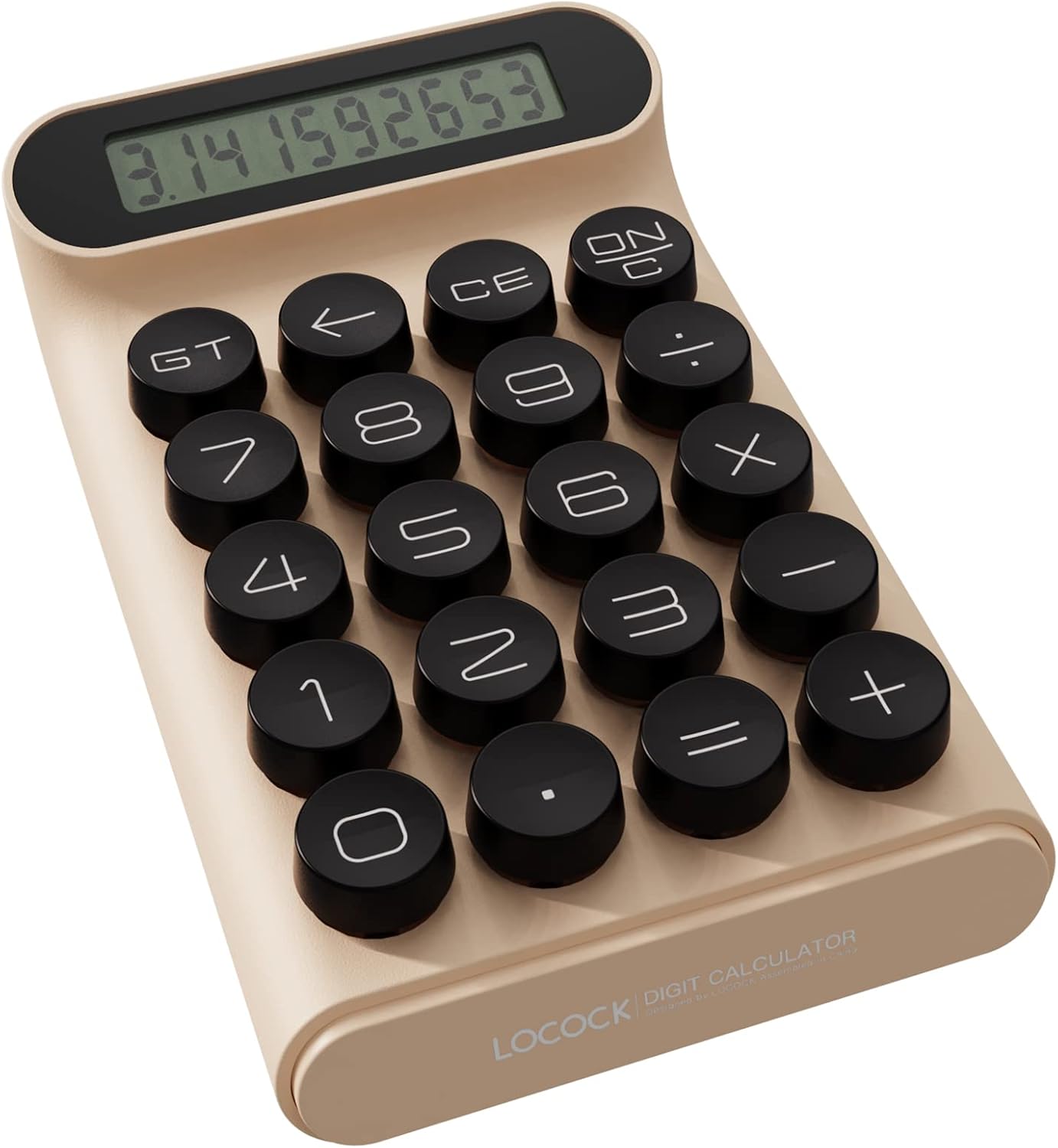 Calculadora de interruptor mecánico, portátil para oficina diaria y básica,Pantalla LCD grande de 10 dígitos (crema)