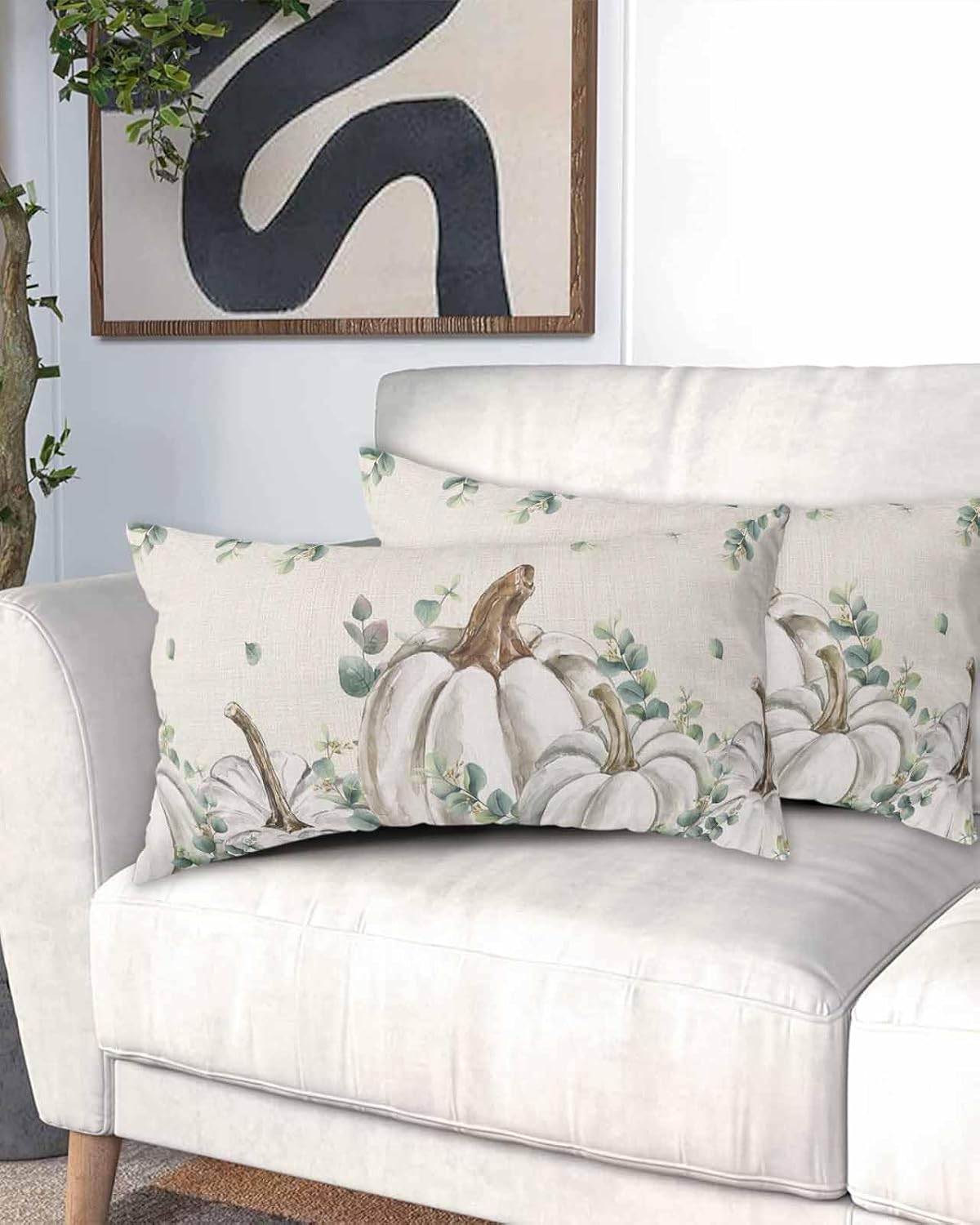 Fundas de almohada de eucalipto y calabaza, tamaño King, fundas de almohada suaves para cama, fundas decorativas de lujo para sofá de cuerpo largo