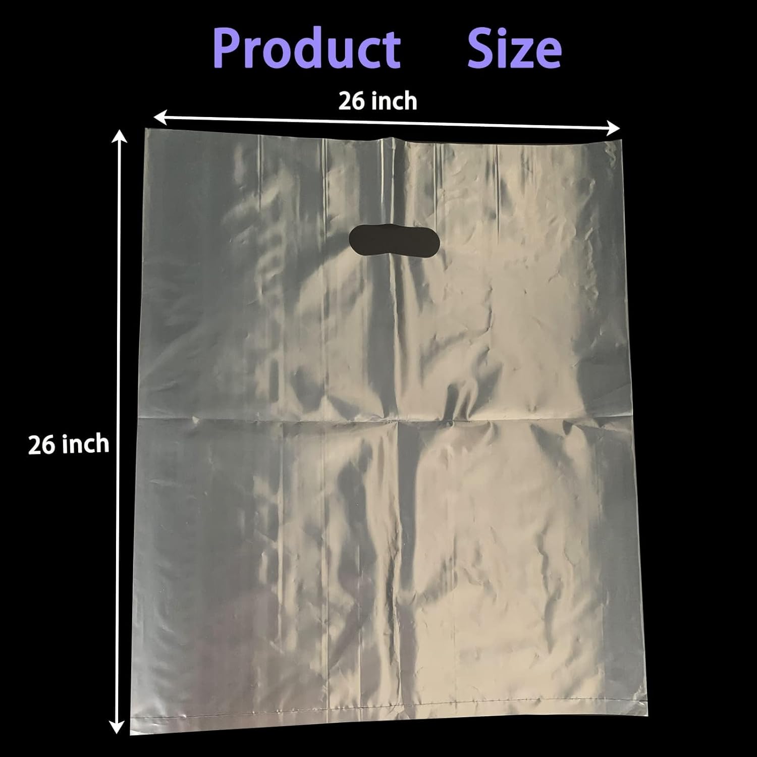 Paquete de 50 bolsas de plástico transparente extra grandes de 26 x 26 pulgadas con asas, feria comercial, recuerdos de fiesta y múltiples ocasiones