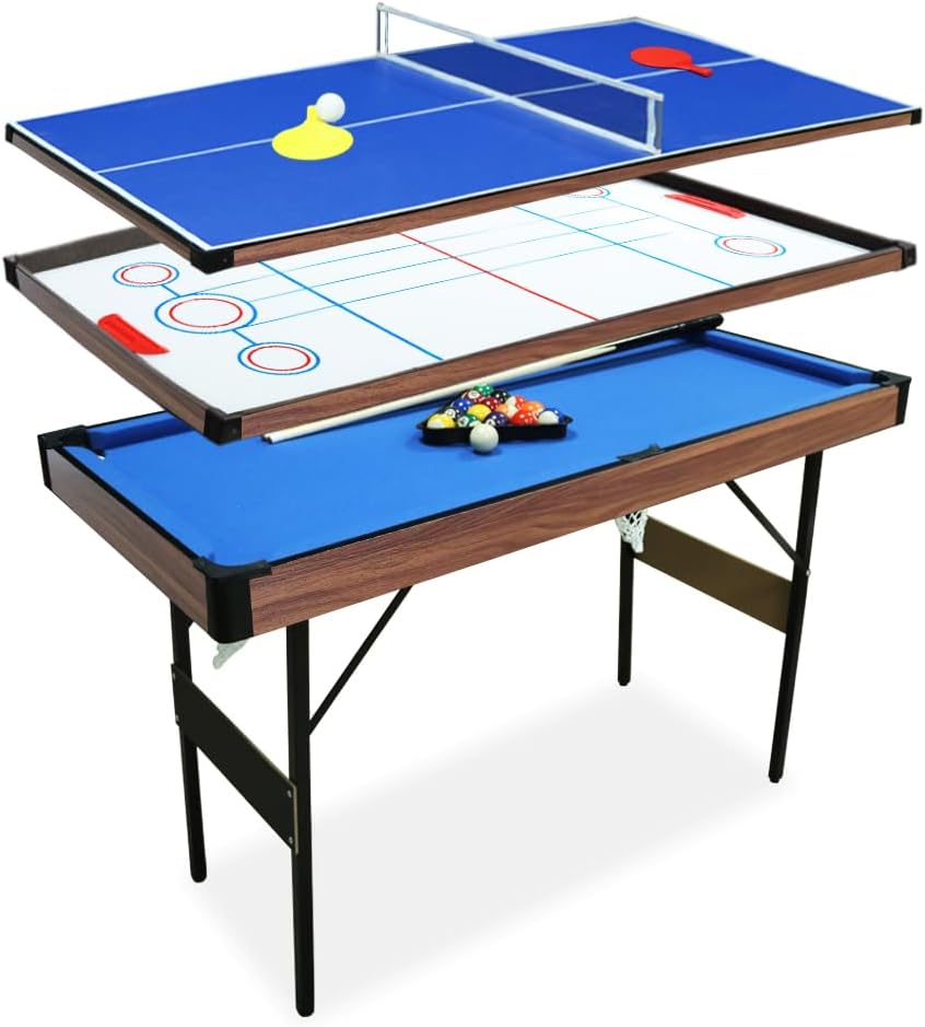 vocheer Mesa de juego combinada múltiple, hockey, mesa de billar, mesa de tenis de mesa para sala de juegos para adultos y adolescentes