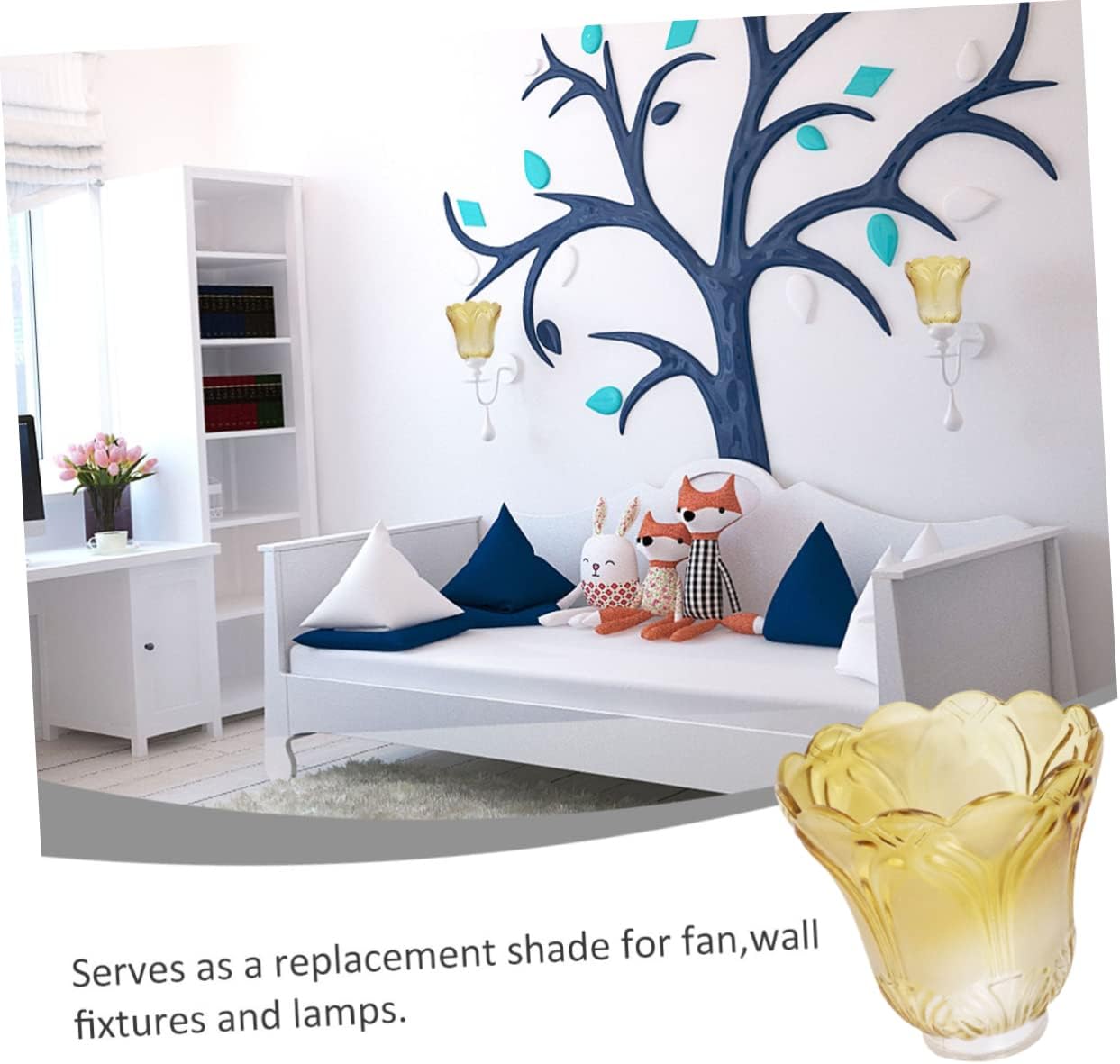 DOITOOL Cubierta de lámpara para el hogar, pantalla de cristal, lámpara de cristal, accesorios de repuesto, globos y sombras, pantalla de pétalos de