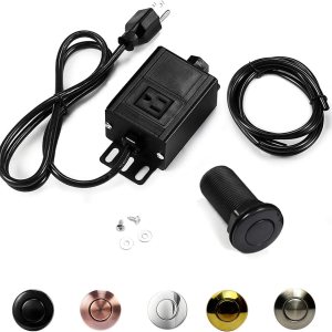 Botón de eliminación de basura negro de 2.5 pulgadas de largo con cable, botón de interruptor de eliminación de basura de cocina, interruptor Botón de eliminación de basura negro de 2.5 pulgadas de largo con cable, botón de interruptor de eliminación de basura de cocina, interruptor