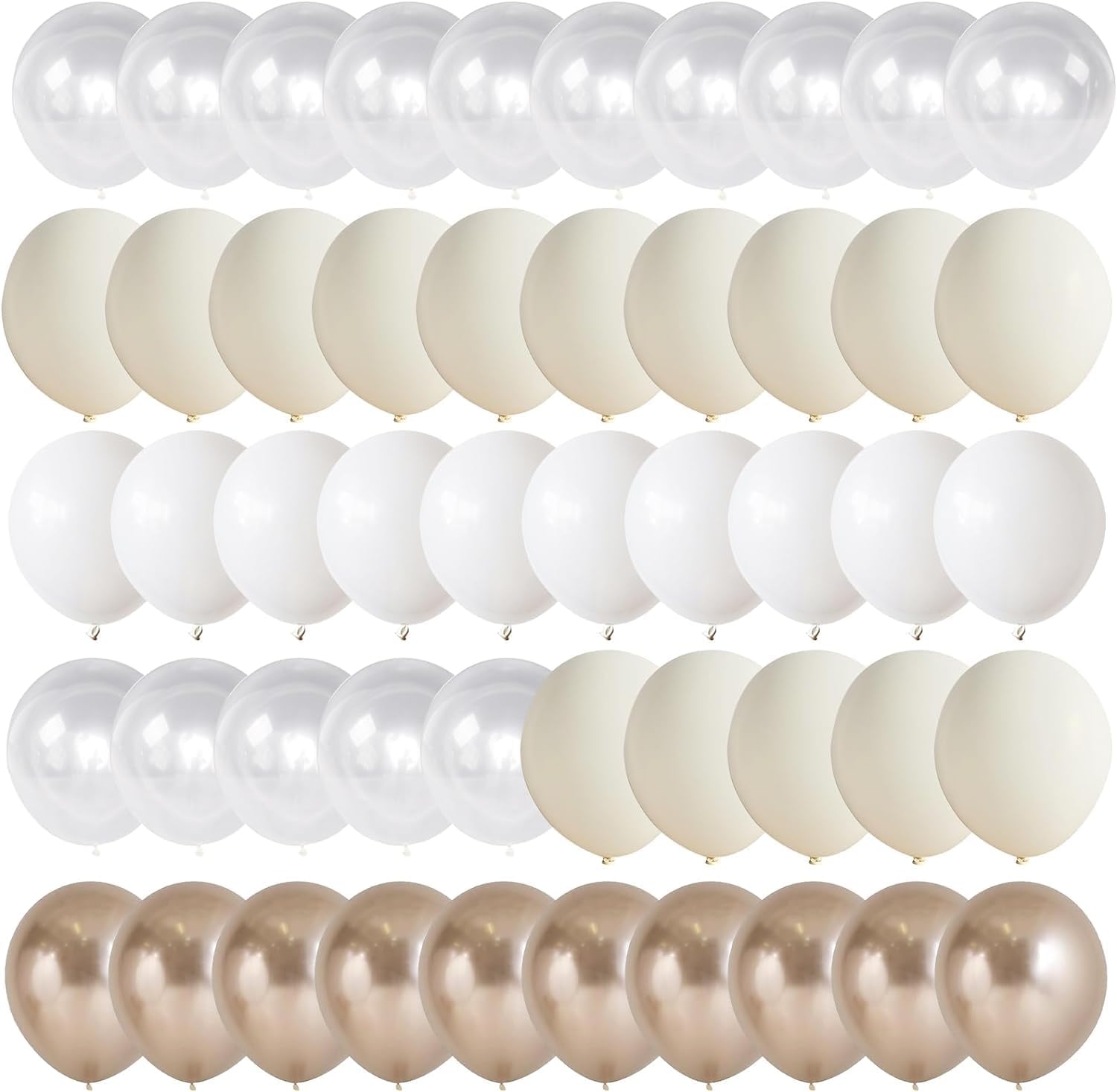 Globos de oro blanco nude, 60 globos transparentes metálicos de color dorado champán, crema, blanco, blanco, arena, rubor, beige, transparente,