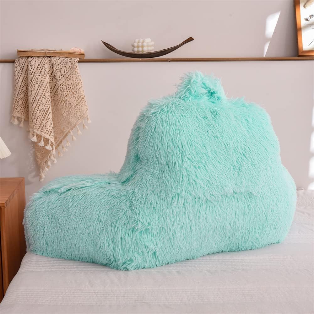 Btargot Almohada de lectura para cama con cuña grande para adultos, respaldo para adultos con brazos  Soporte de espalda para sentarse Aqua