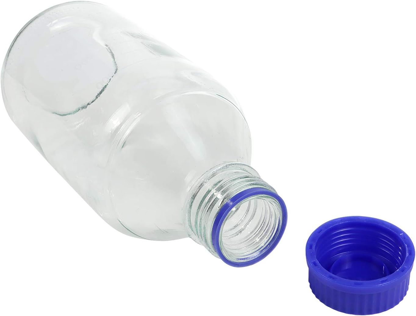 Pastein 4 piezas 33.8 fl oz graduado redondo reactivo mediosbotella de vidrio de almacenamiento con GL45 tapón de rosca de polipropileno azul