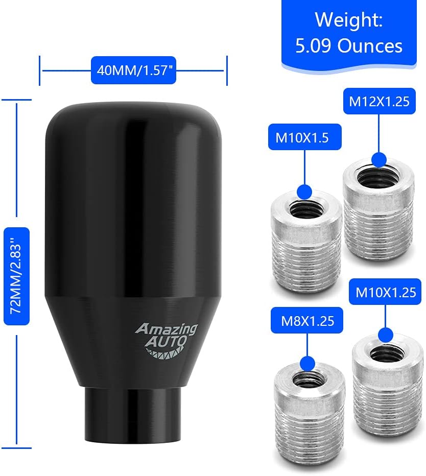 Amazing AUTO (Negro) 6 velocidades con peso manual universal automático palanca de cambios palanca con 4 adaptadores compatible con automóviles