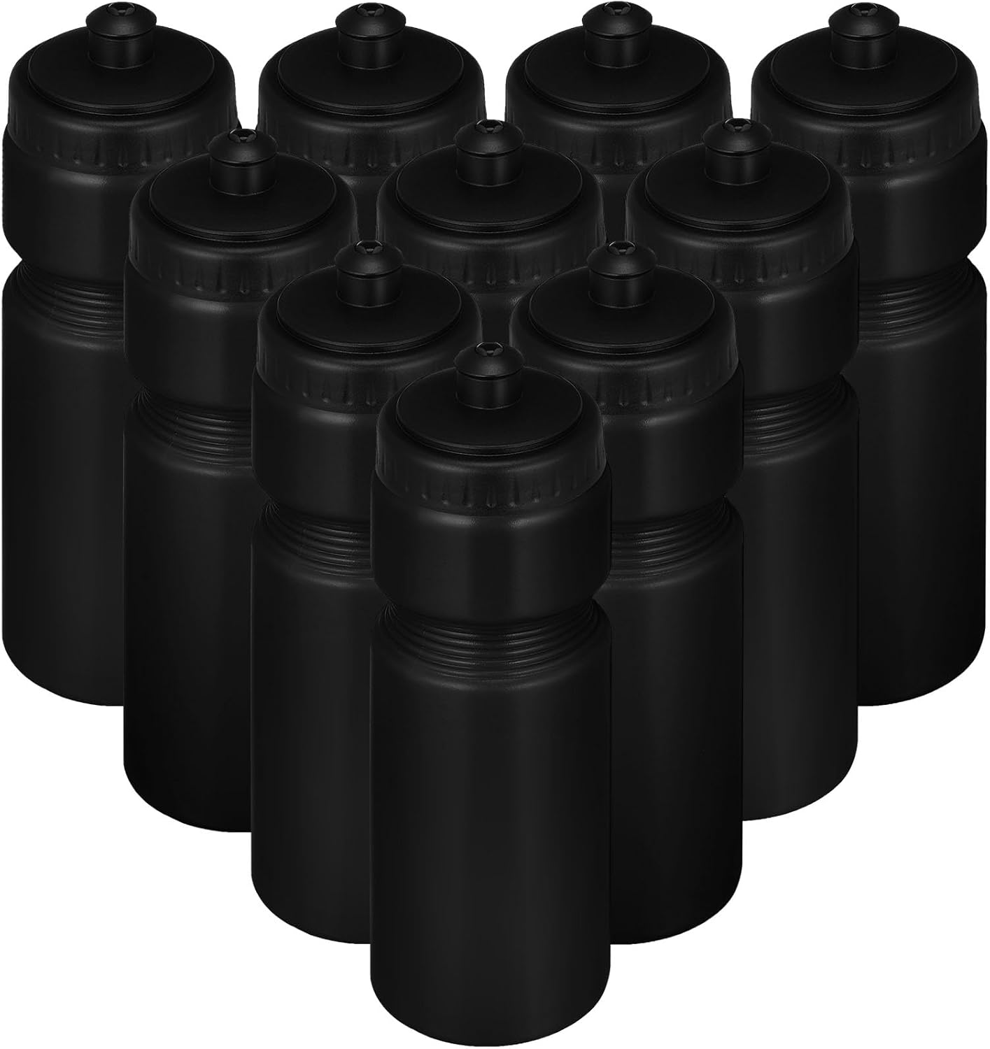 Sunnyray 10 botellas de agua deportivas reutilizables de 23 onzas, botellas de agua de plástico en blanco con tapa superior para niños y adultos,