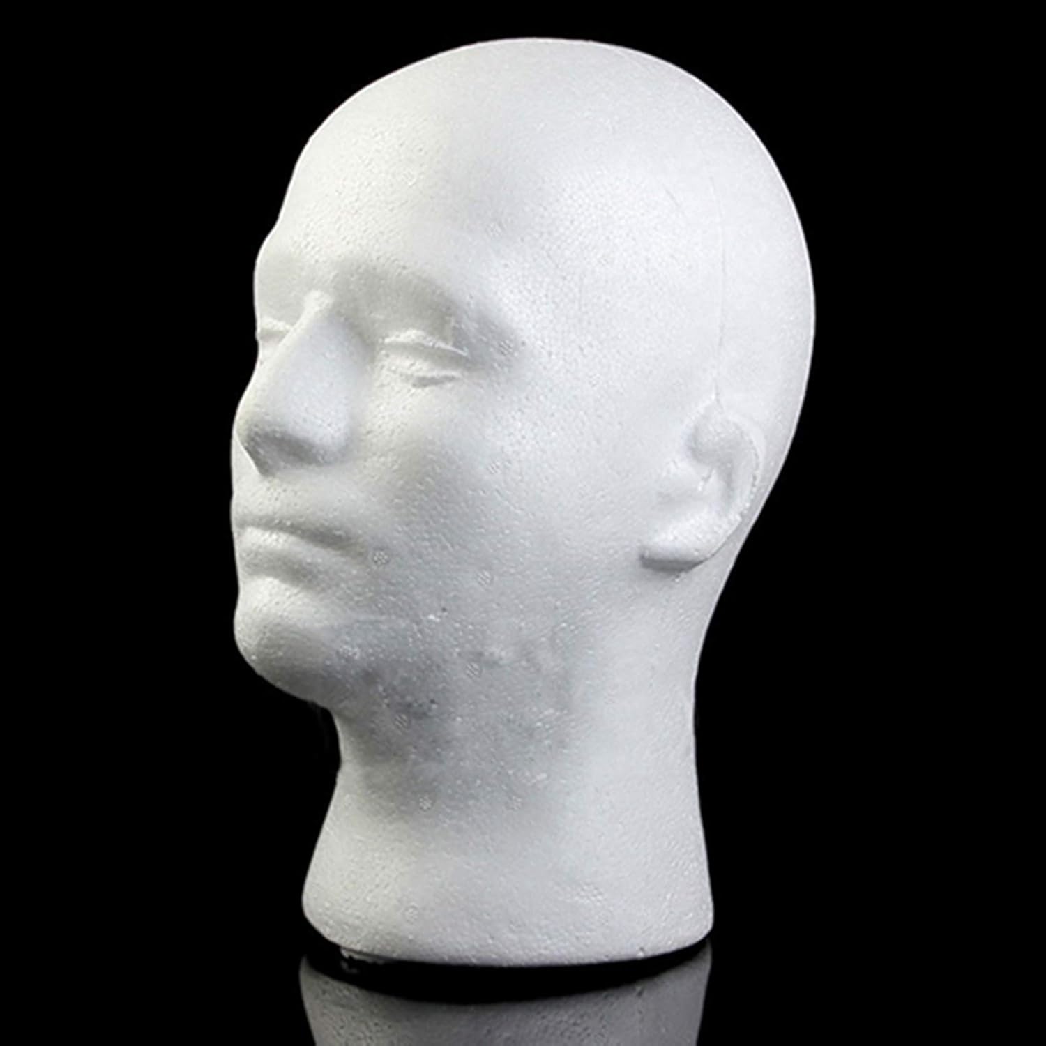 Modelo de cabeza masculina, maniquí de espuma, modelo de cabeza, peluca, sombrero, maniquí de espuma, color blanco (estilo 3)