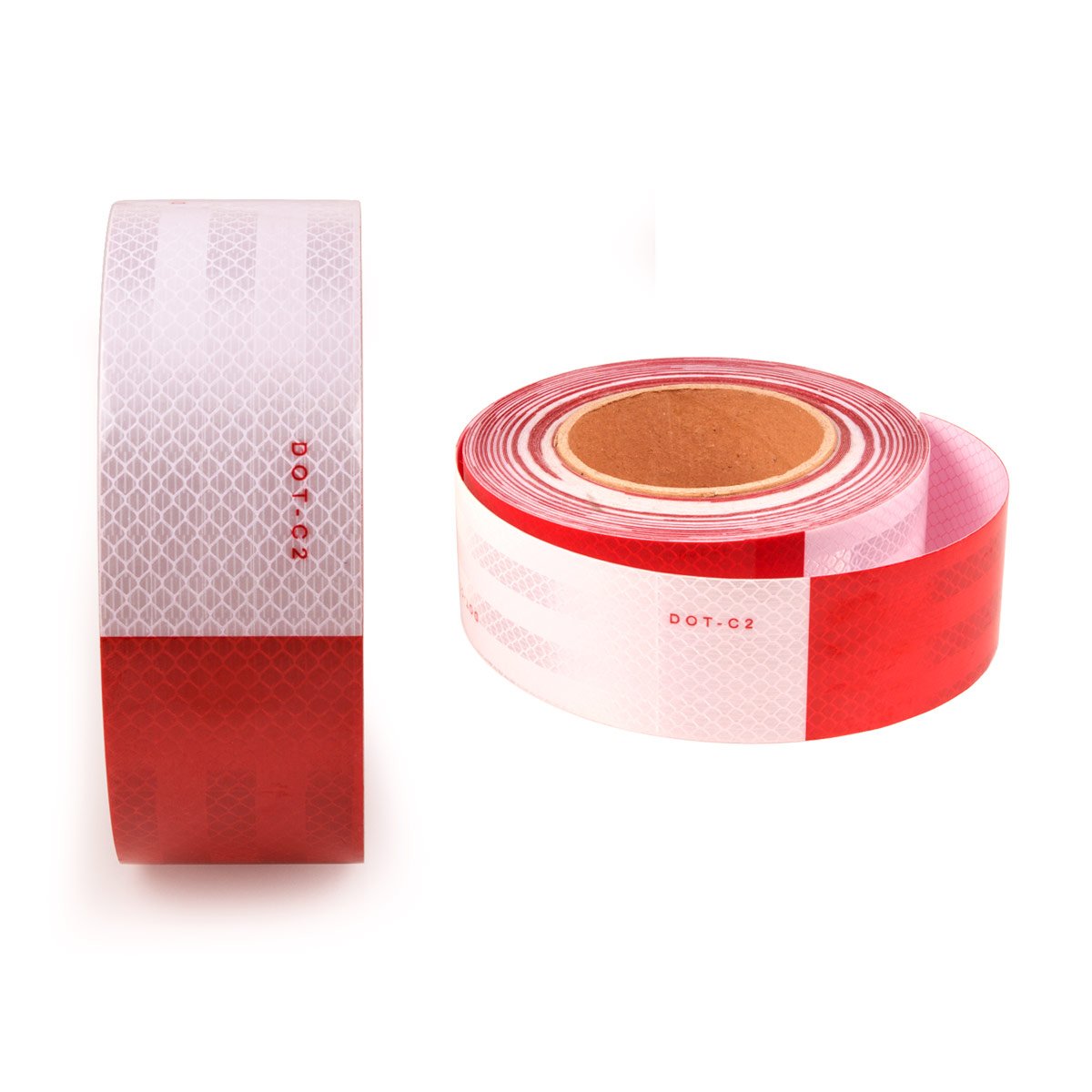 Acrux7 Cinta de seguridad reflectante, patrón de láminas retrorreflectantes DOT-C2 de 2 pulgadas x 73 pies alternando segmentos de color blanco y
