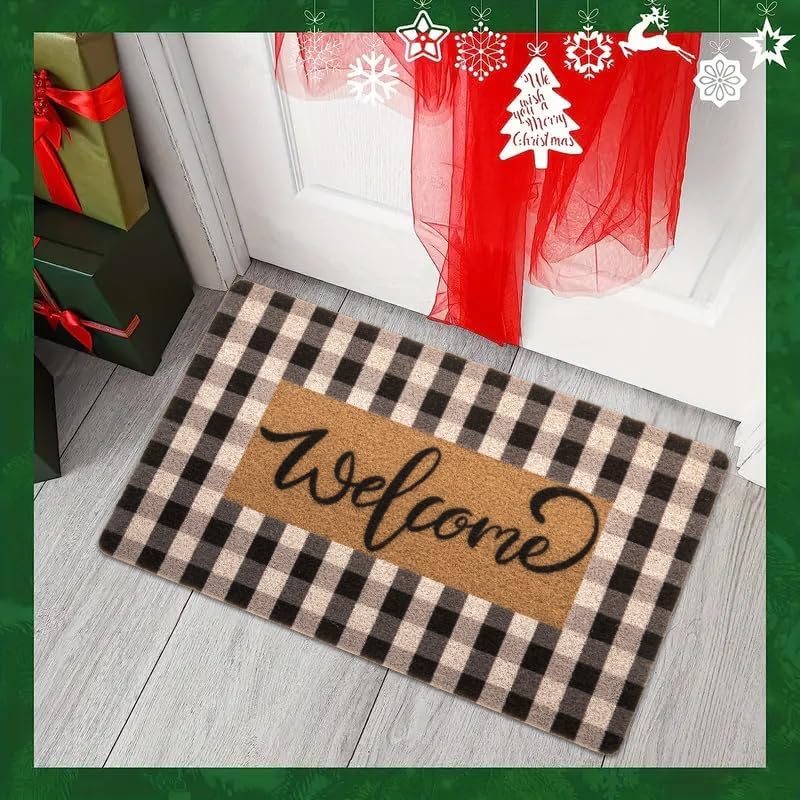 Felpudos de bienvenida de Navidad, tapetes de fibra de coco  Tapete antideslizante para puerta delantera, estación, invierno, Navidad, vacaciones,