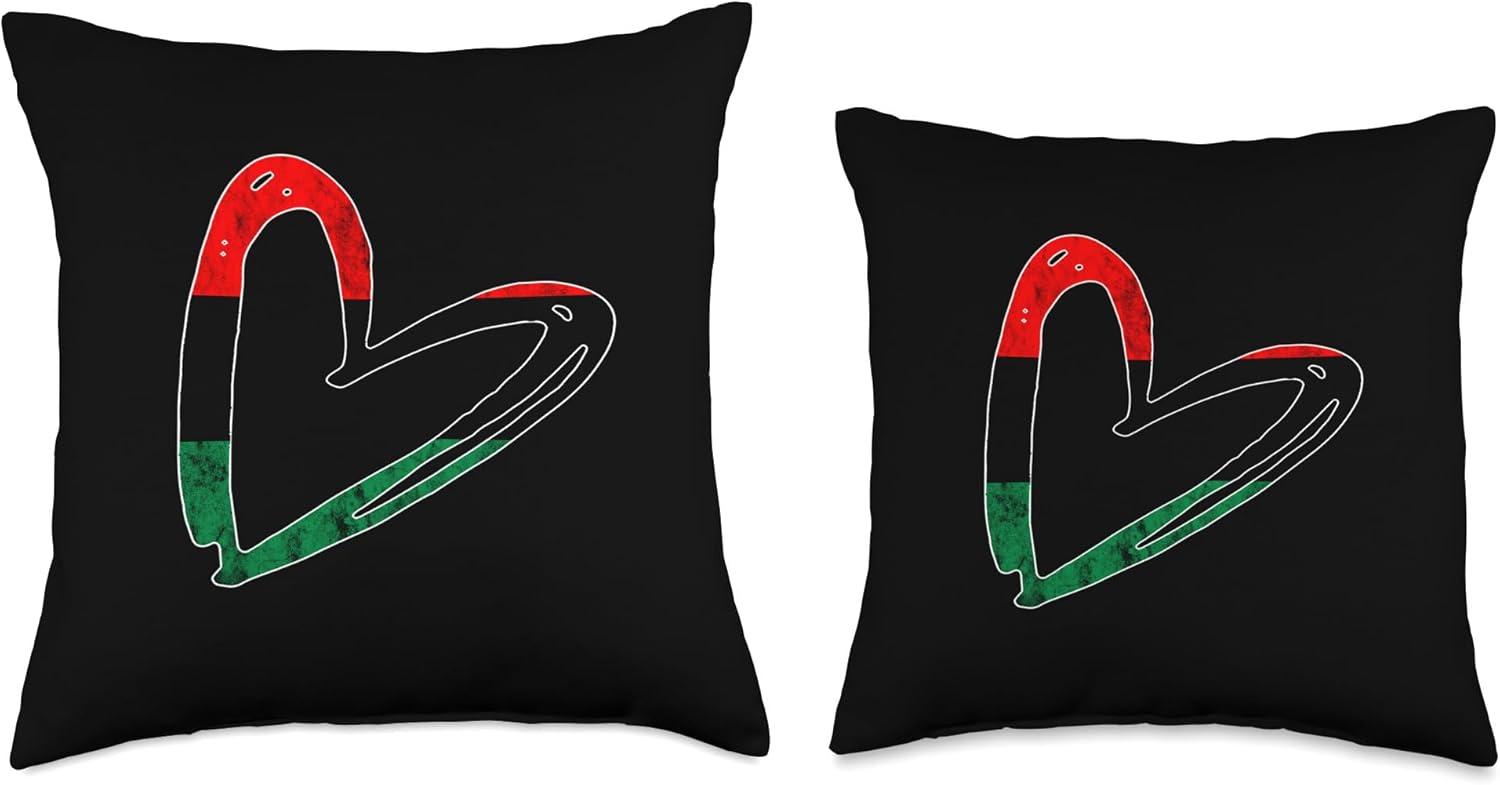 Pan African UNIA Flag Heart Afro-American Black History Throw Pillow, 18×18, Multicolor