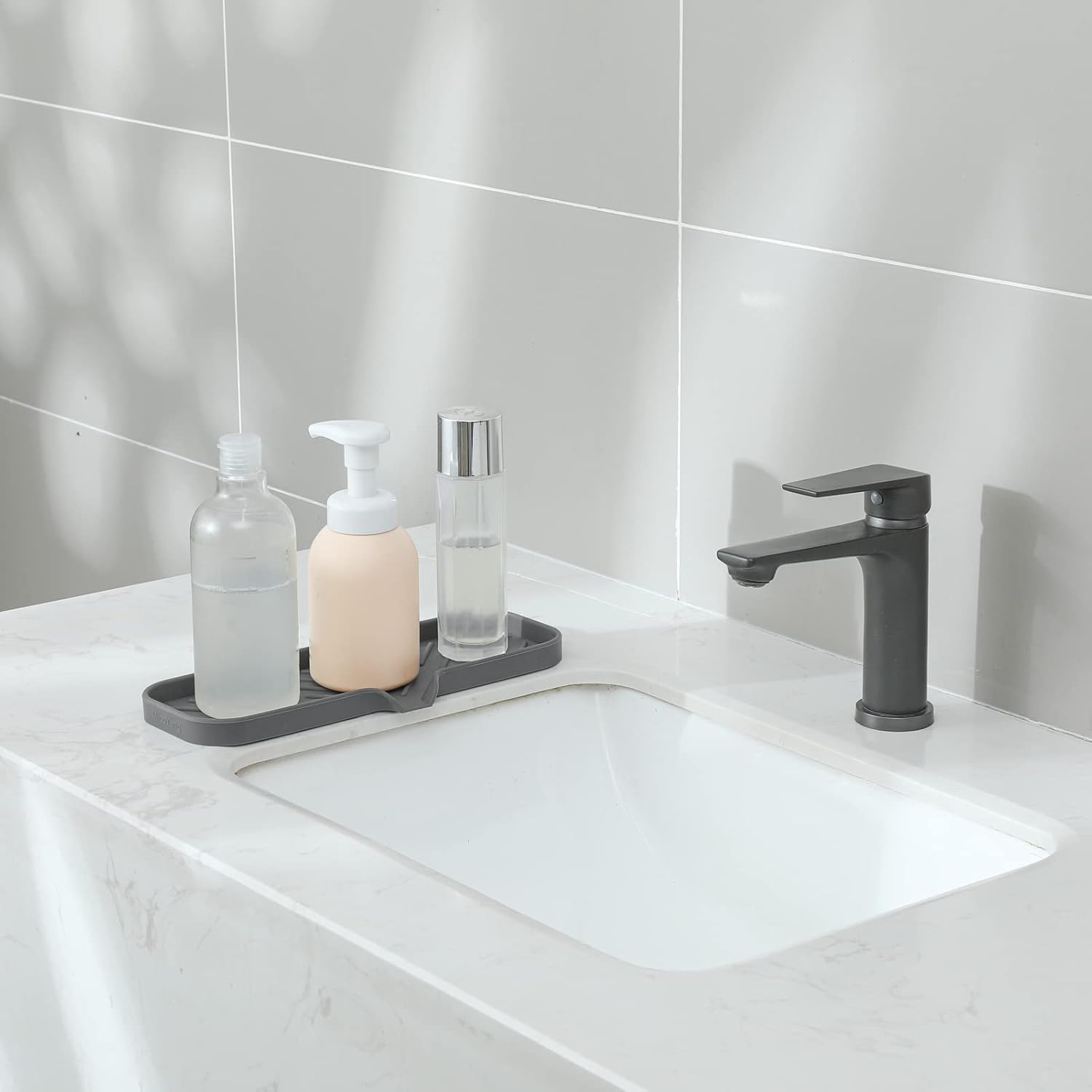 MicoYang Jaboneras de baño de silicona con boquilla de drenaje, organizador de fregadero de baño y cocina, soporte para esponja, bandeja de jabón