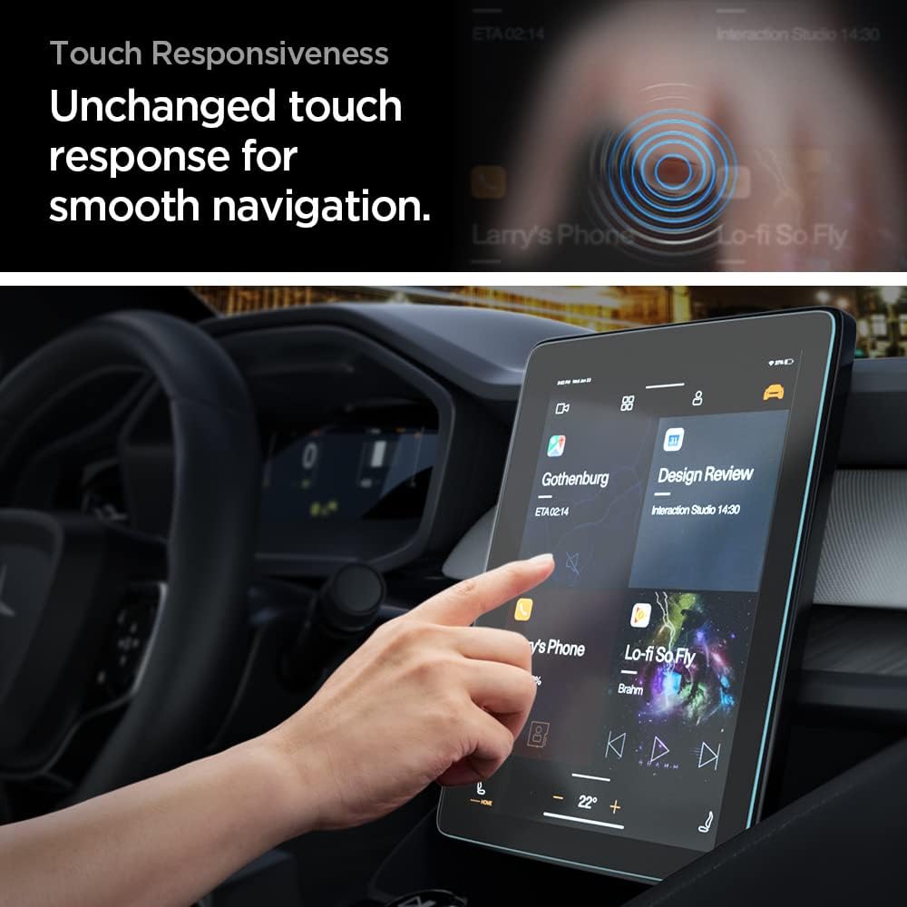 Spigen GlasTR EZ FIT – Protector de pantalla de vidrio templado diseñado para Polestar 2 (2021202220232024) Pantalla táctil de tablero de