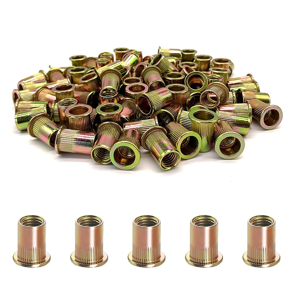 50 tuercas de remache, kit surtido de tuercas de remache métricas de acero al carbono M10, surtido de tuercas roscadas de cabeza plana, para