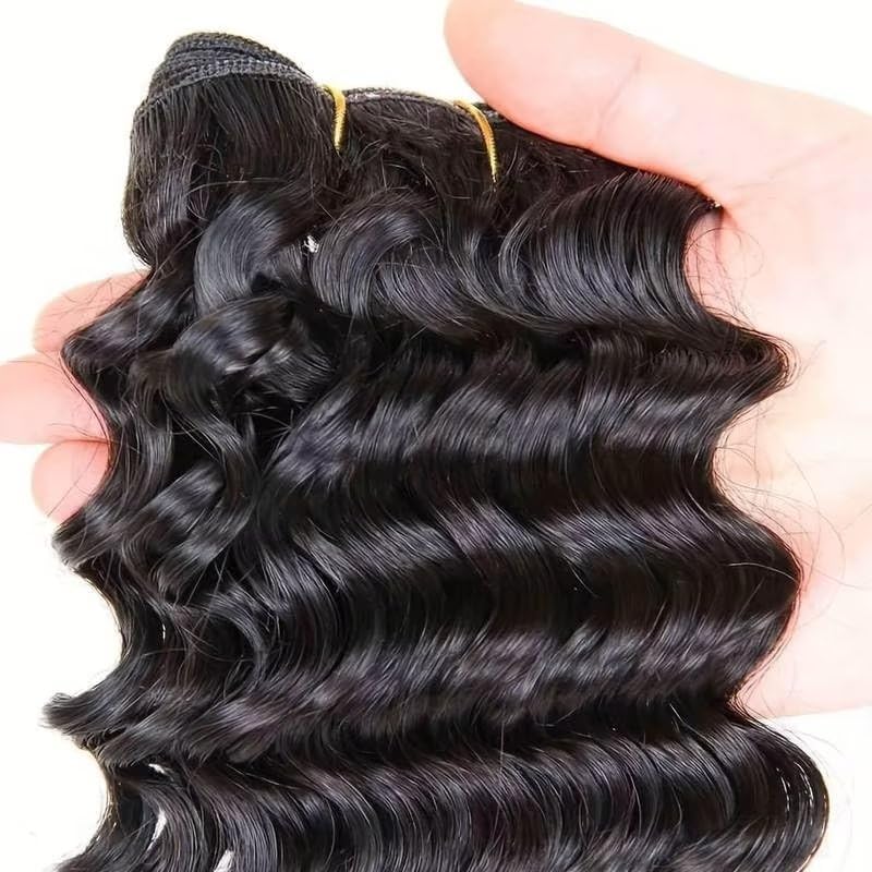 Paquetes de cabello humano virgen brasileño con cierre de ondas profundas, 100% sin procesar, 12A, extensiones de cabello humano húmedo y tejido con
