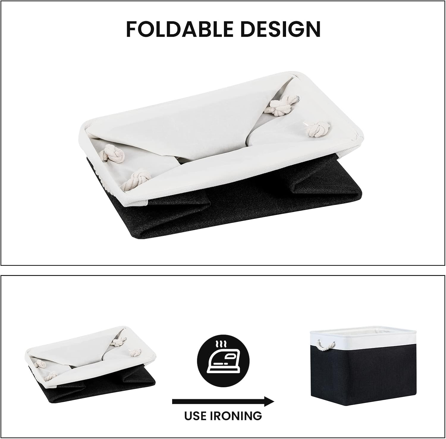 Bidtakay Cestas de almacenamiento negras para estantes, juego de 2 cestas decorativas de tela para organizar 16 x 11.8 x 11.8 pulgadas, canastas