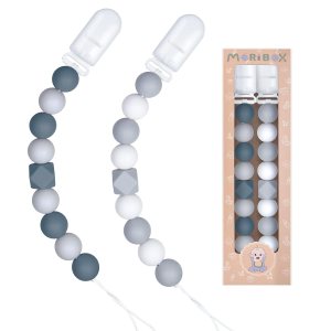 Clip para chupete para bebés, niños y niñas, regalo de cumpleaños, paquete de 2 unidades, color gris Clip para chupete para bebés, niños y niñas, regalo de cumpleaños, paquete de 2 unidades, color gris