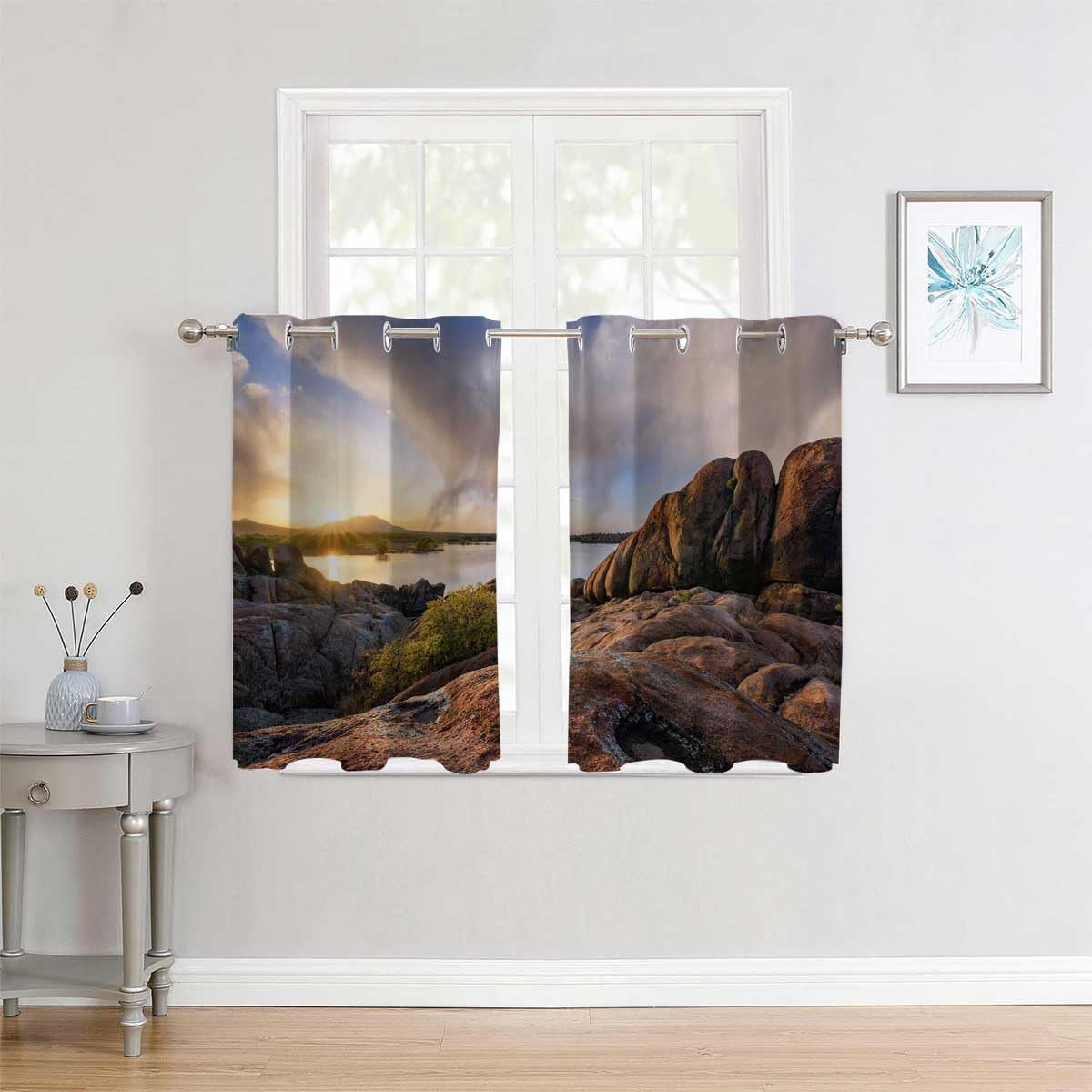 YANFENQI Cortinas para Habitacion Coastline Coast – Cortina opaca para armario de playa, 55 pulgadas de ancho por 55 pulgadas de largo, 2 paneles