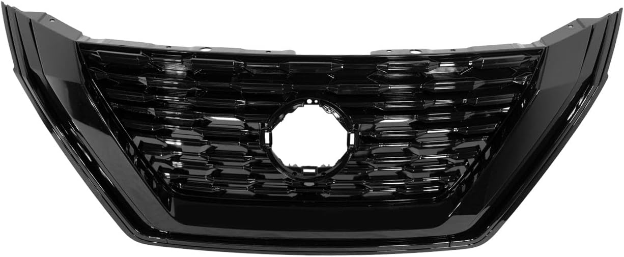 Conjunto de rejilla superior de parachoques delantero negro compatible con reemplazo Nissan Rogue 2021-2023.