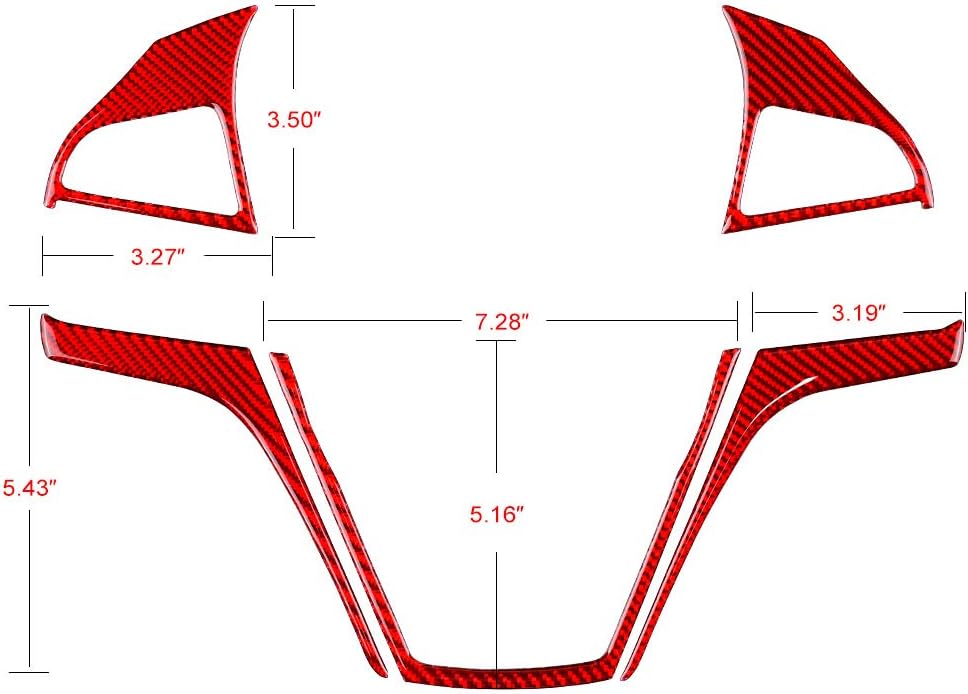 AIRSPEED Adhesivo de botón para volante de automóvil, de fibra de carbono, compatible con accesorios Chevrolet Camaro 2012-2015 (rojo)