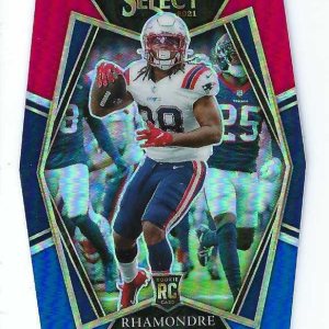 RHAMONDRE STEVENSON 2021 Panini Select Premier Level #175 RED and BLUE DIE CUT PRIZM PARALLEL Football Rookie Card RC New England Patriots RHAMONDRE STEVENSON 2021 Panini Select Premier Level #175 RED and BLUE DIE CUT PRIZM PARALLEL Football Rookie Card RC New England Patriots