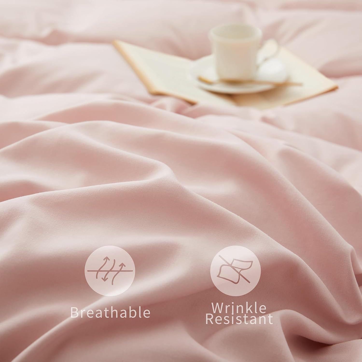 TREELY Juego de sábanas de tamaño Queen de 6 piezas de microfibra cepillada de color rosa polvoriento, sábana bajera ajustable y sábana encimera y 4