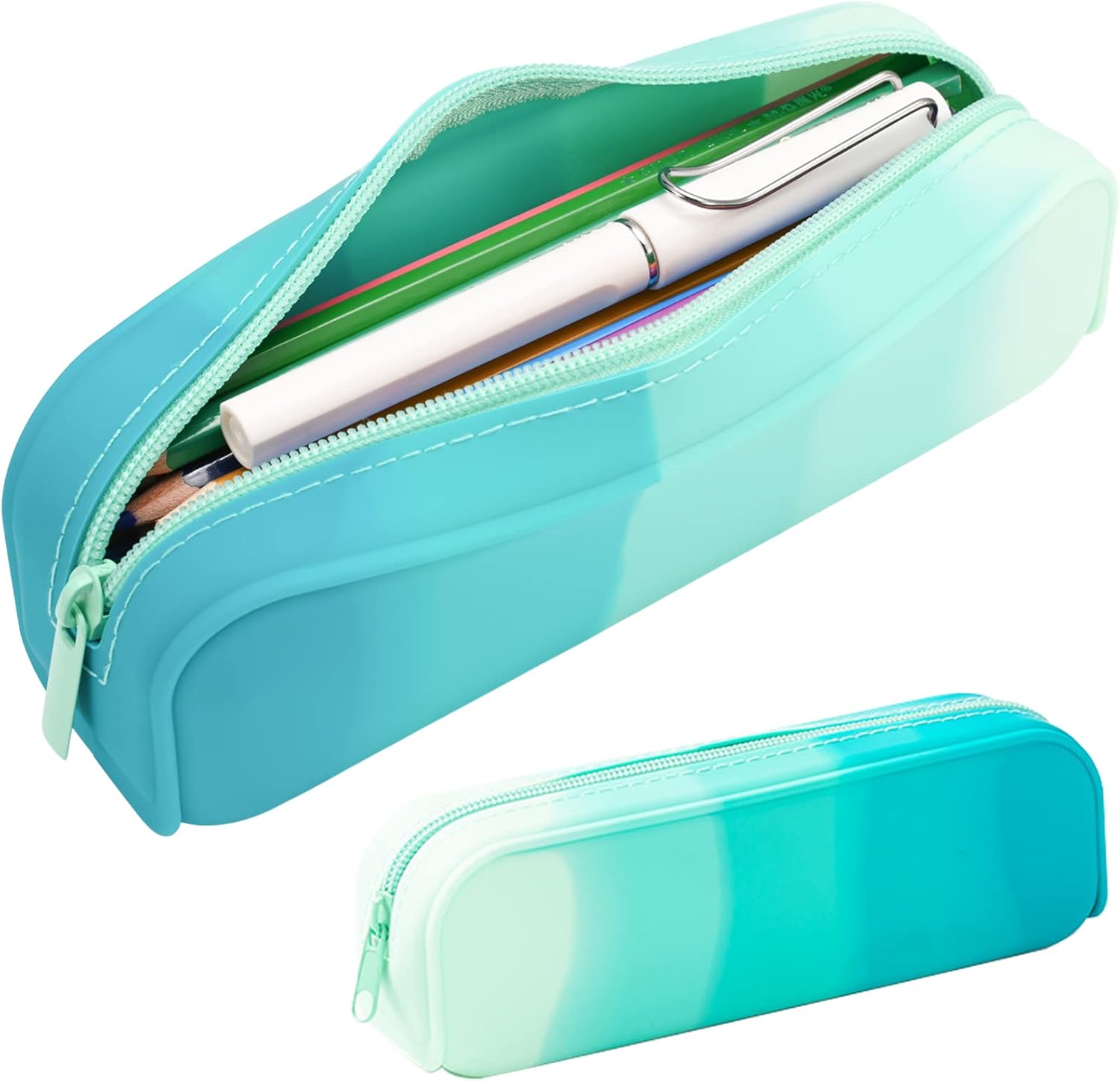 Estuche para lápices, colorido de silicona impermeable, bolsa para lápices estética, ligera y portátil, elegante y pequeño suministros de oficina