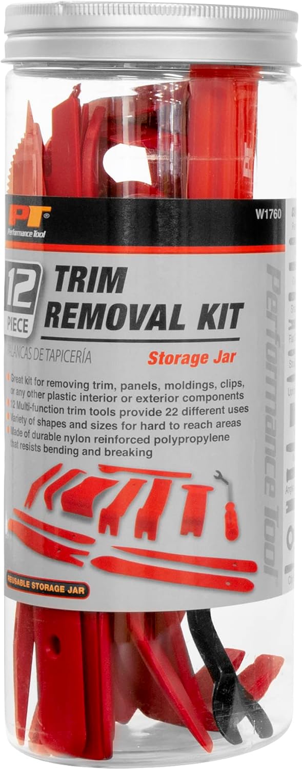 Performance Tool W1760 – Juego de herramientas de extracción automática de molduras (12 piezas)  Kit versátil para quitar sin esfuerzo molduras,