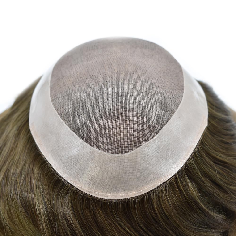 Toupee – Piezas de cabello humano 100% europeo para hombre, sistema de repuesto duradero y fino en el centro para hombres con poliuretano adherido