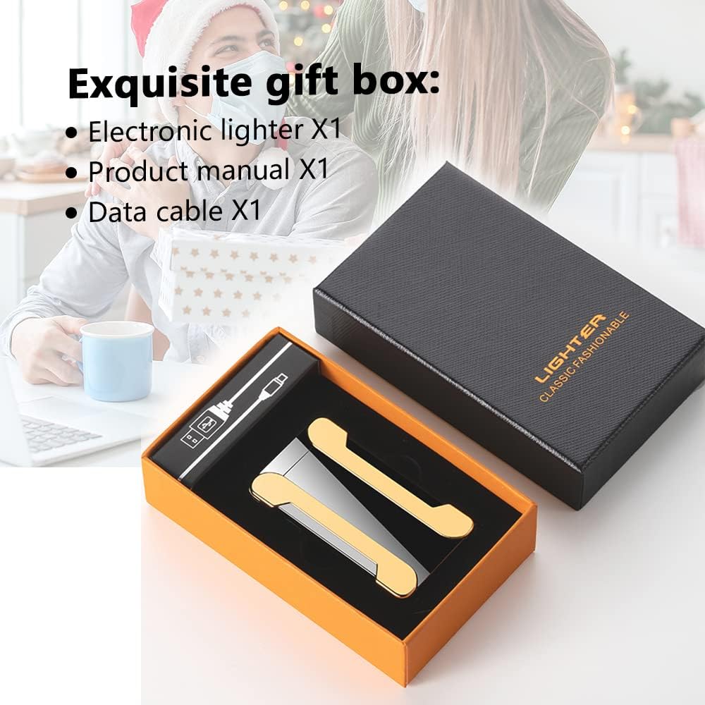 YOZWOO Encendedor de plasma recargable por USB, encendedor eléctrico resistente al viento, sin llama, encendedor de doble arco, personalizable con