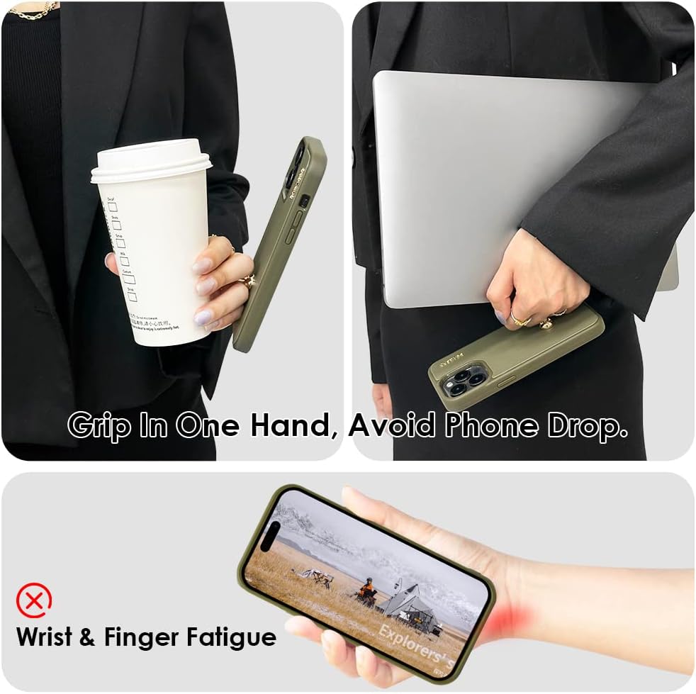 CUSTYPE – Funda protectora de cuero a prueba de golpes para iPhone 14 Pro Max, compatible con carga inalámbrica, soporte de 2 vías, soporte de