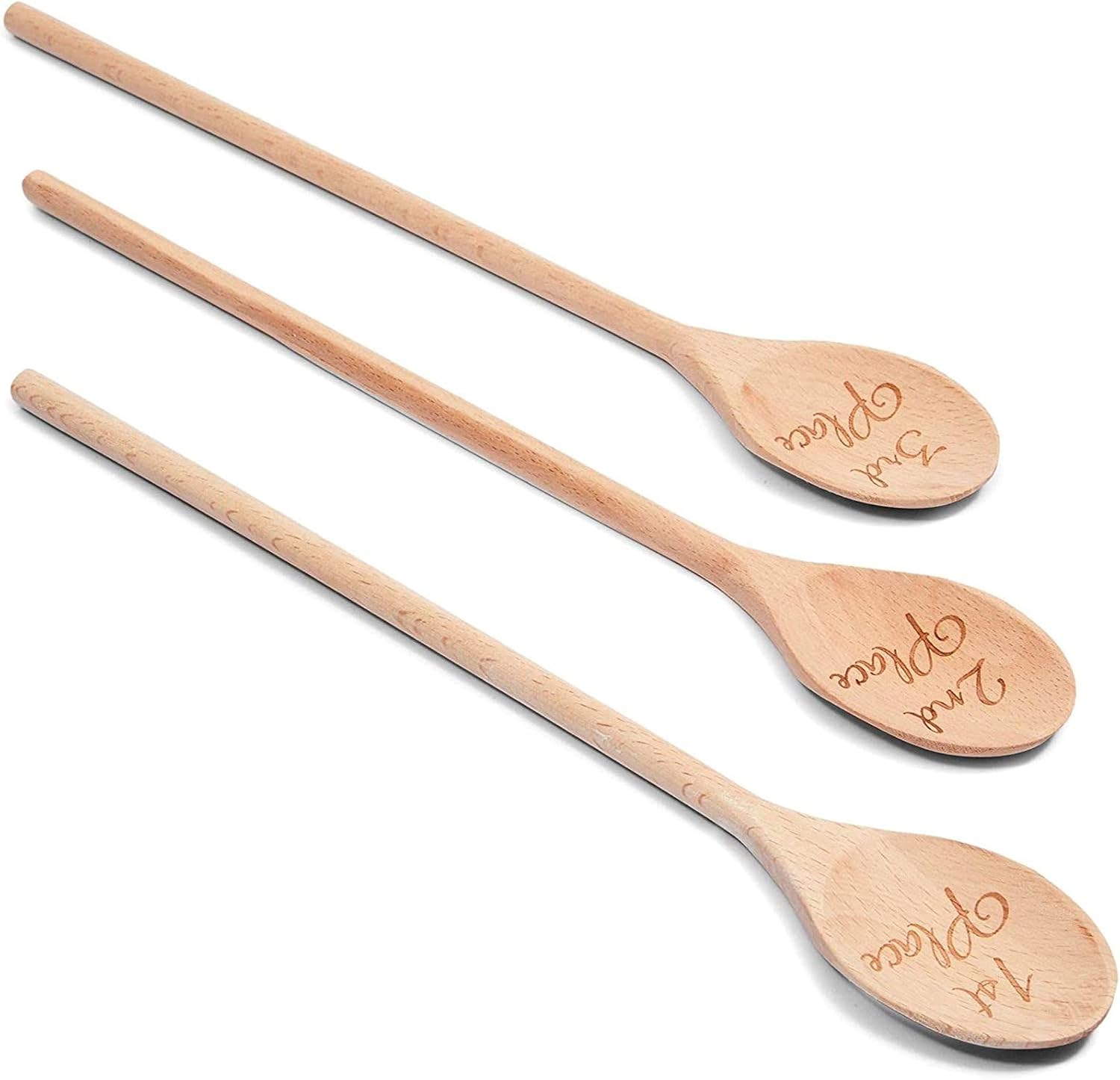 Farmlyn Creek Cucharas de madera para servir, 1er, 2, 3er lugar, regalo de inauguración de la casa (14 pulgadas, 3 unidades)